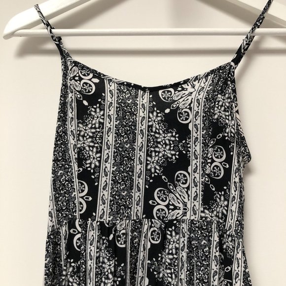 H&M Asymmetrical Black & White Paisley Dress with Adjustable Spaghetti Straps - Picture 3 of 13